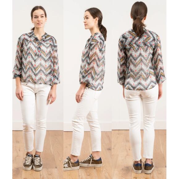 Étoile Isabel Marant Silk Printed Long Sleeve Blouse Multi Women's FR 34 / US 2 - Picture 1 of 4